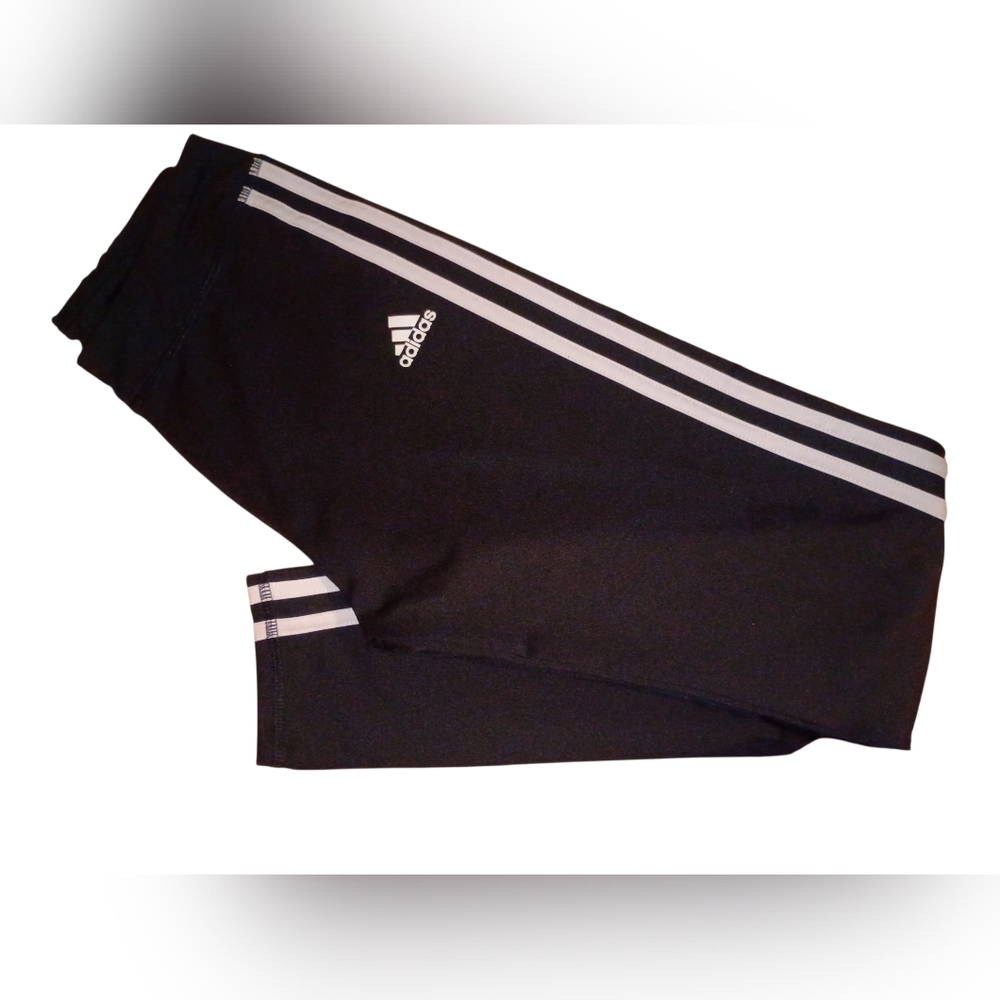 Adidas Kids Black Joggers with White Stripes Size Large 14